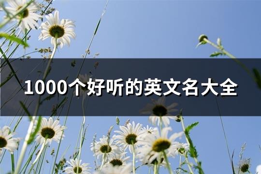 1000个好听的英文名大全(优选135个)