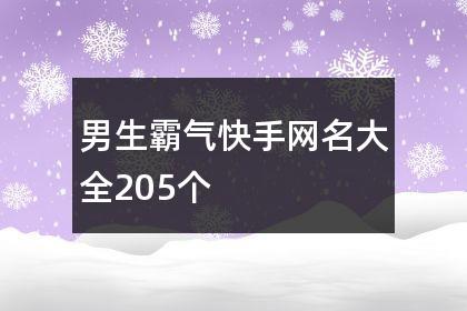 男生霸气快手网名大全205个