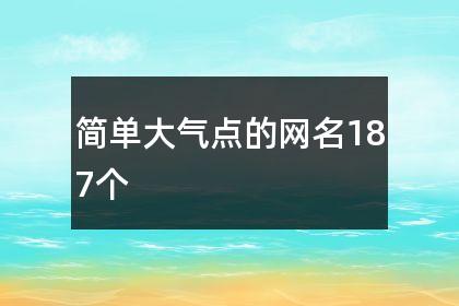 简单大气点的网名187个